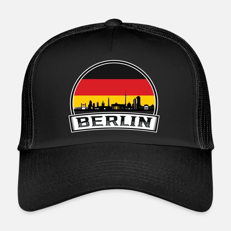 Berlin Skyline Retro Sun lettrage Casquette trucker 
