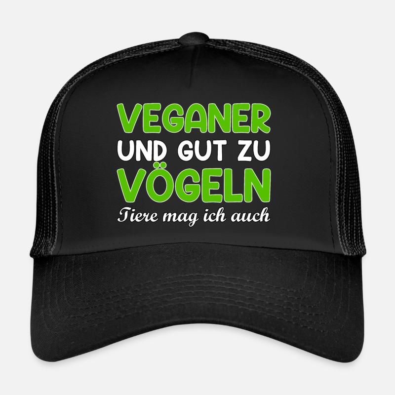 Veganer veggie Tierfreund Spruch Geschenk - Trucker Cap - Schwarz/Schwarz