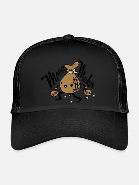 Money Maker living money bag - Trucker Cap - black/black - Front