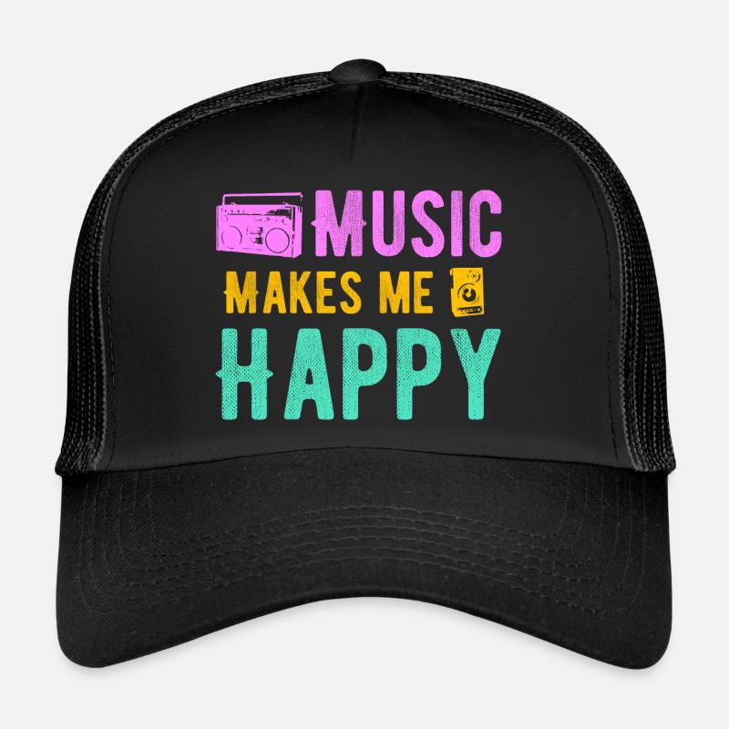 Music makes me happy - Trucker Cap - black/black