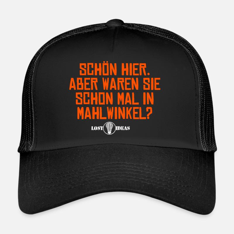 Waren Sie schon mal in Mahlwinkel? orange - Trucker Cap - Schwarz/Schwarz
