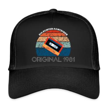 Ein echter Achtziger - Original 1981 - Trucker Cap - Schwarz/Schwarz - Vorne
