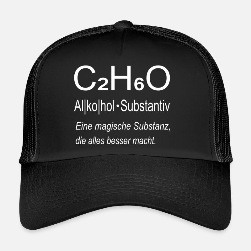 Alkohol Definition Koch Küche Spruch - Trucker Cap - Schwarz/Schwarz