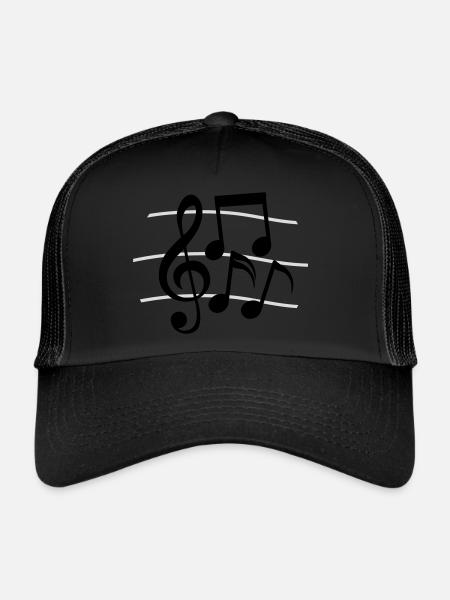 Lignes Notes de musique clef - Casquette trucker  - noir/noir - Devant