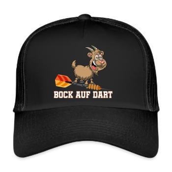 Bock auf Dart Dartspieler Dartpfeil Dartscheibe - Trucker Cap - Schwarz/Schwarz - Vorne