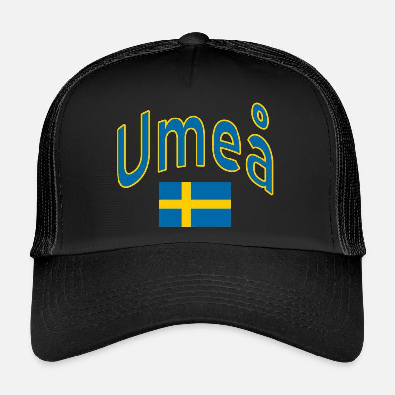Umeå sweden flag Trucker Cap