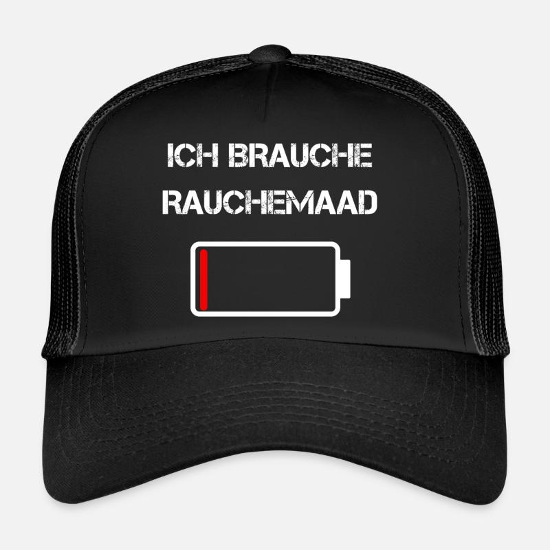 Sächsische Küche | Ich brauche Rauchemaad - Trucker Cap - Schwarz/Schwarz