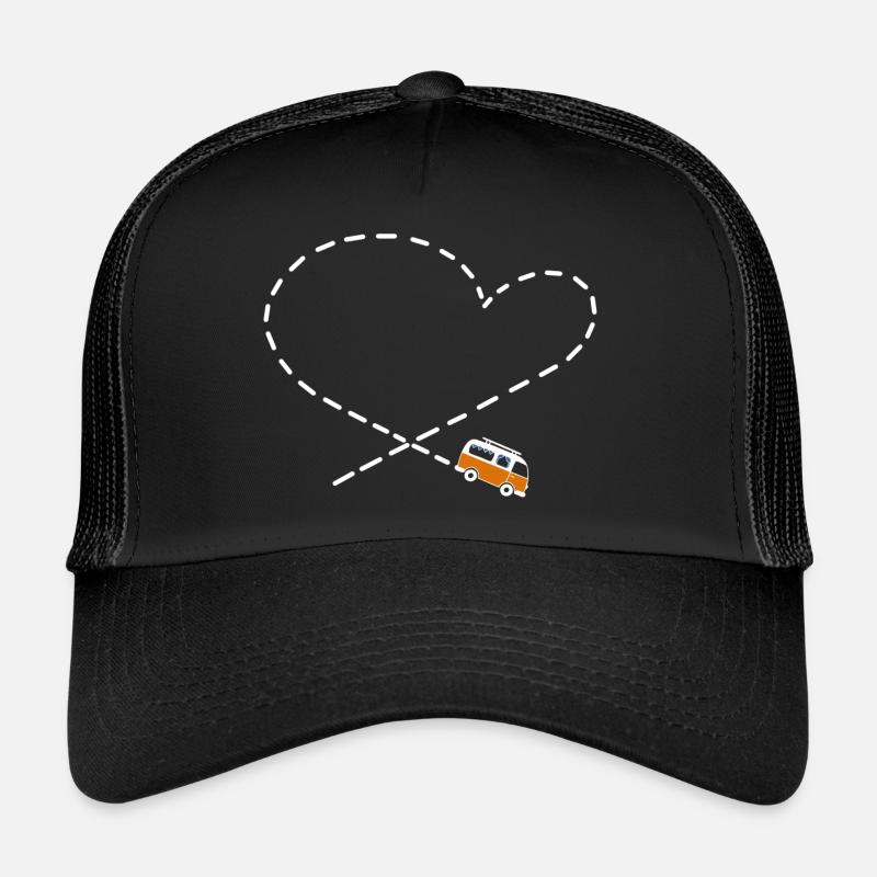 Camper love Bus Camping Herz - Trucker Cap - Schwarz/Schwarz
