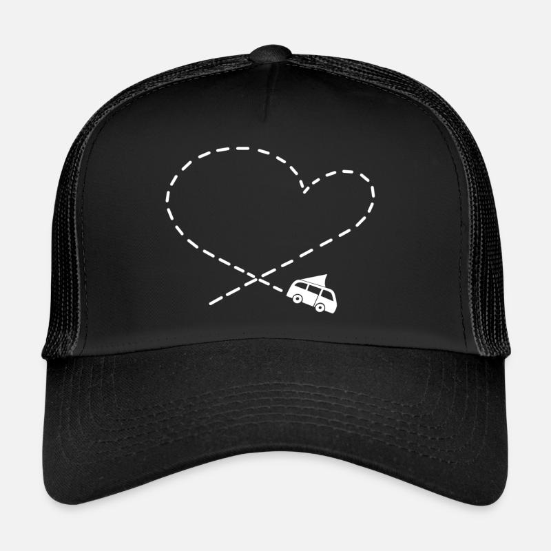 Camper love Van Camping Herz - Trucker Cap - Schwarz/Schwarz