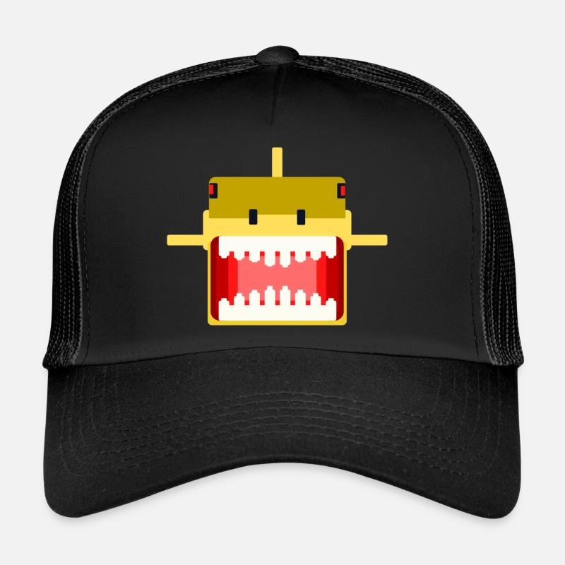 Requin PixelArt - Casquette trucker  - noir/noir