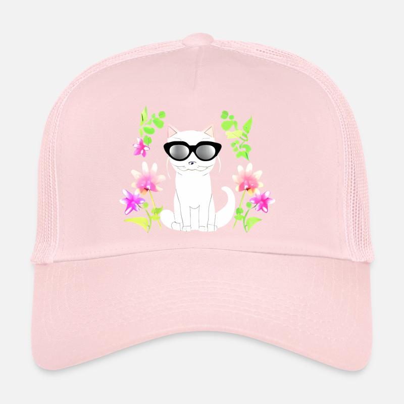 Chat avec fleur Casquette trucker 