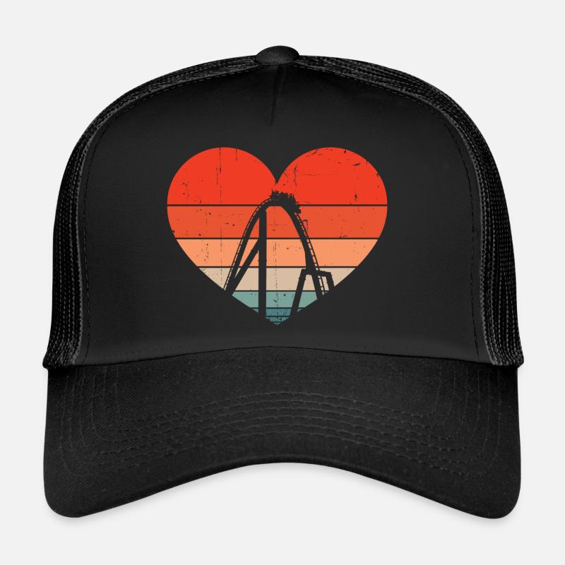 Retro Theme Park Vintage Heart Amusement Park Roll Trucker Cap