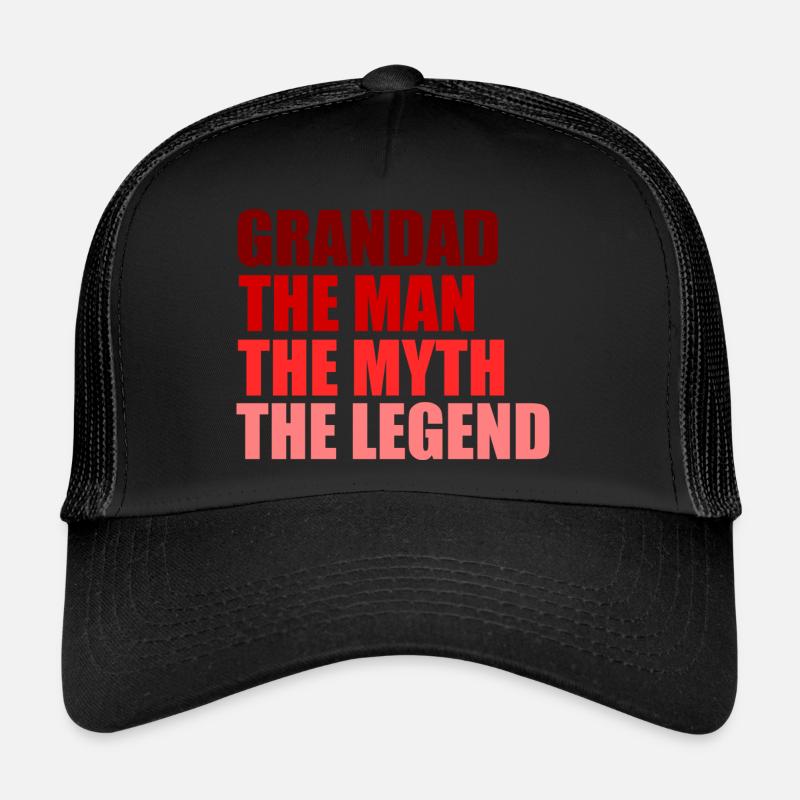 Grandad the legend quote - Trucker Cap - black/black