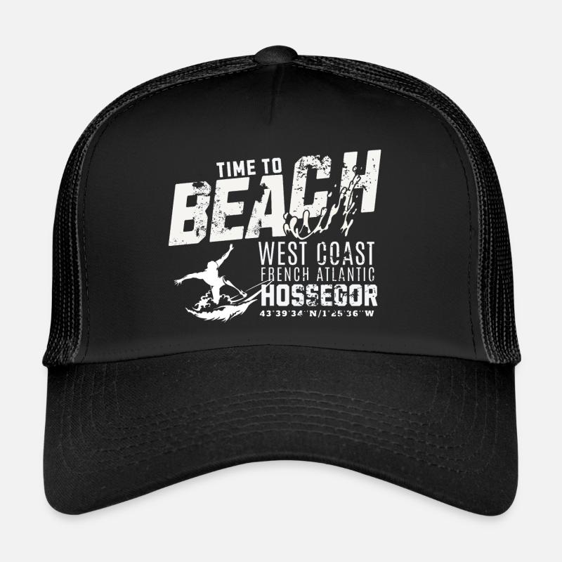 Hossegor Time to beach and surf - Casquette trucker  - noir/noir
