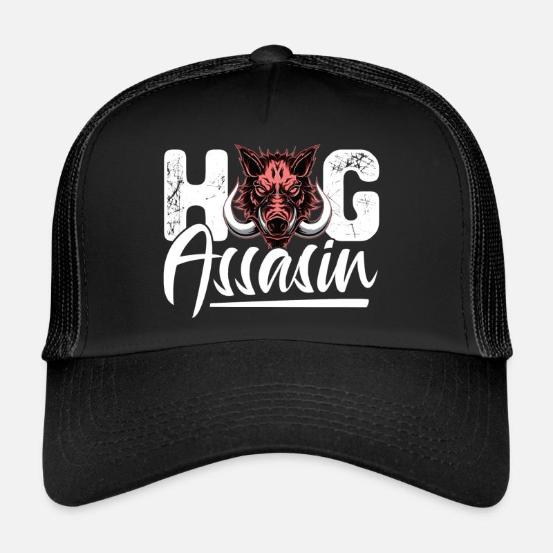 hog assasin hog head Design for a hog hunting fan Trucker Cap