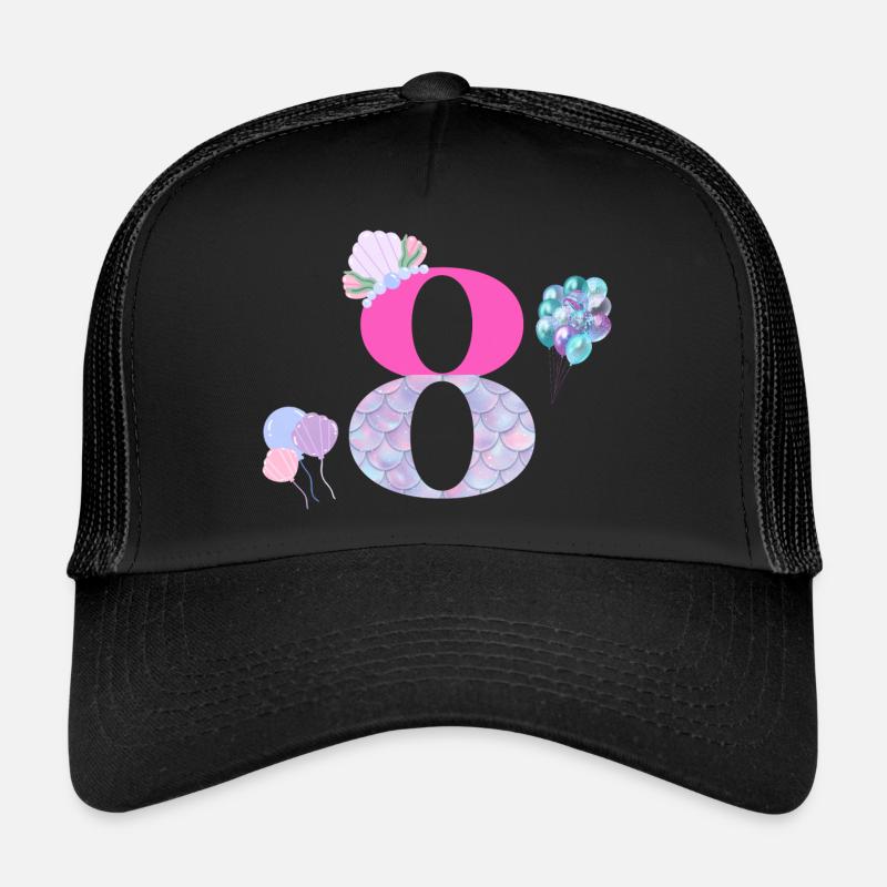 8th birthday mermaid Trucker Cap