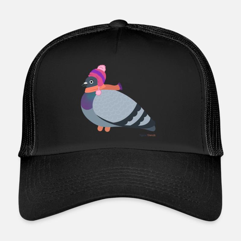 Taubenmädchen mit pinkem Winter-Outfit Trucker Cap