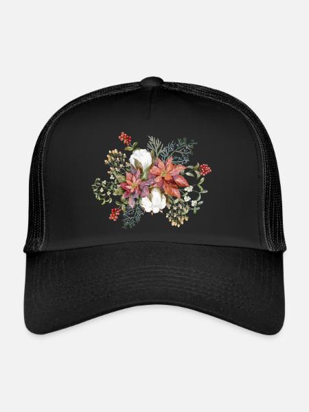 Gui et poinsettia - Casquette trucker  - noir/noir - Devant