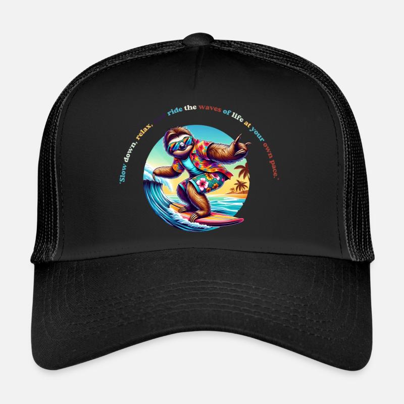 Slow Down Sloth Surf - Faultier Surf T-Shirt Trucker Cap