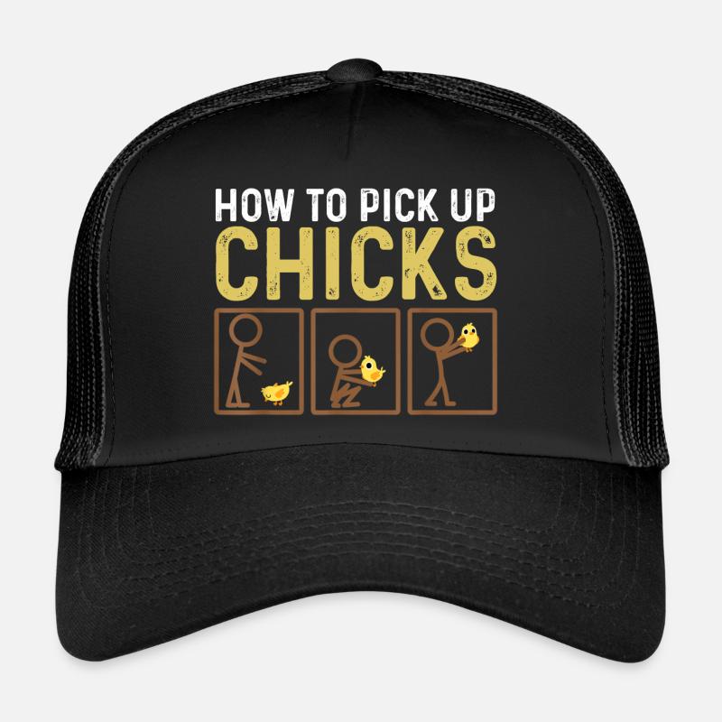 How To Pick Up Chicks Cute Pick Chicks - Trucker Cap - black/black