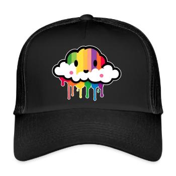 Niedliche Wolke regnet Regenbogen Farben - Trucker Cap - Schwarz/Schwarz - Vorne