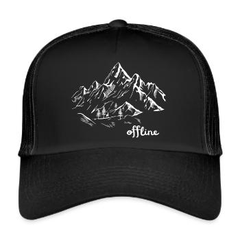 offline Berglandschaft Wanderung - Trucker Cap - Schwarz/Schwarz - Vorne