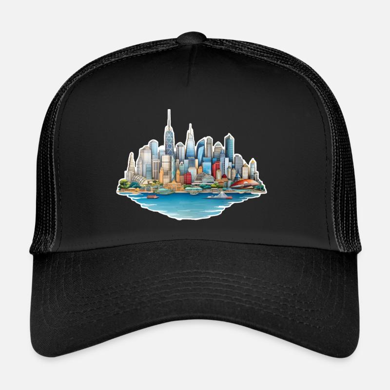 Skyline Großstadt - Trucker Cap - Schwarz/Schwarz