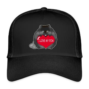 I love my Pom black - Trucker Cap - black/black - Front