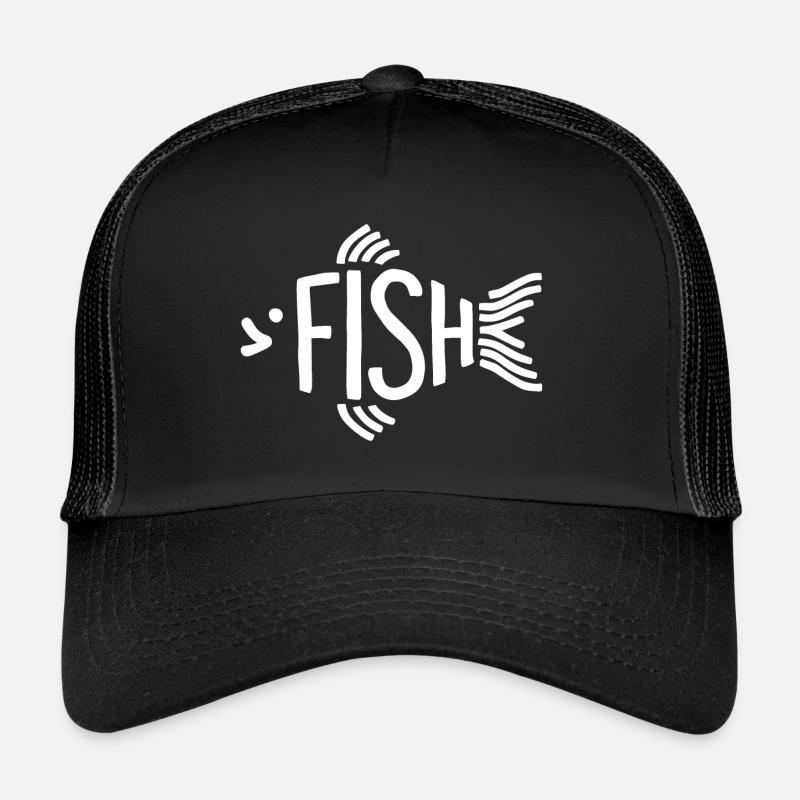 Fish Bone Skeleton Herringbone Fishing Trucker Cap