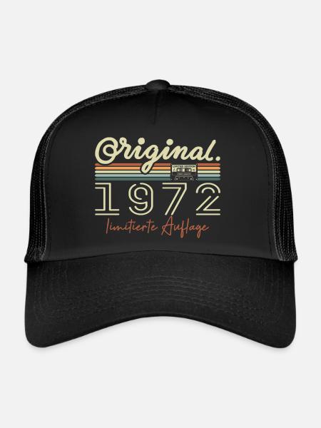 Original 1972 Millésime 1972 Anniversaire Rétro 1972 - Casquette trucker  - noir/noir - Devant