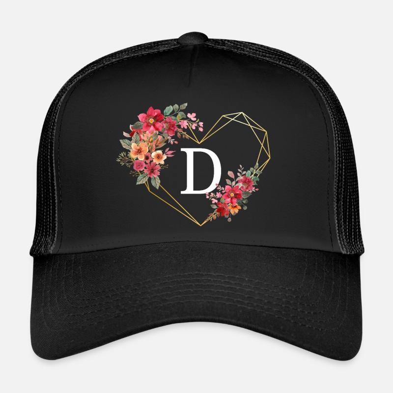 Blumen Goldenes Herz Brief Trucker Cap