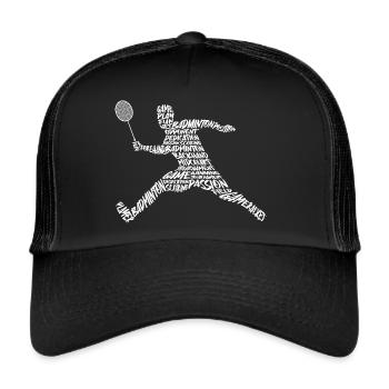 Badminton Badminton Player Typography Badminton - Trucker Cap - black/black - Front