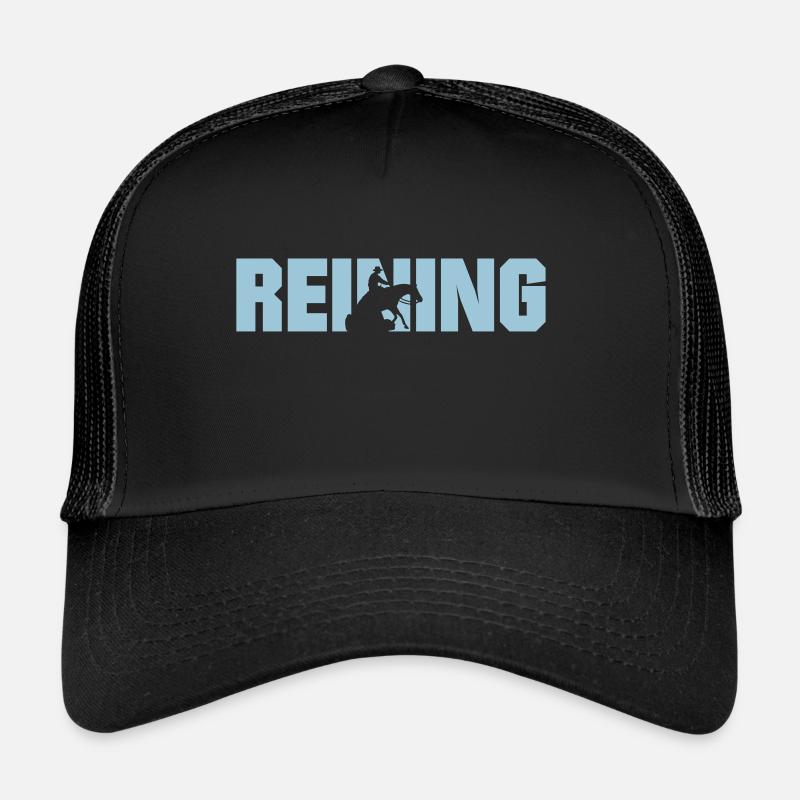 REINING! Schriftzug mit Westernreiter - Trucker Cap - Schwarz/Schwarz