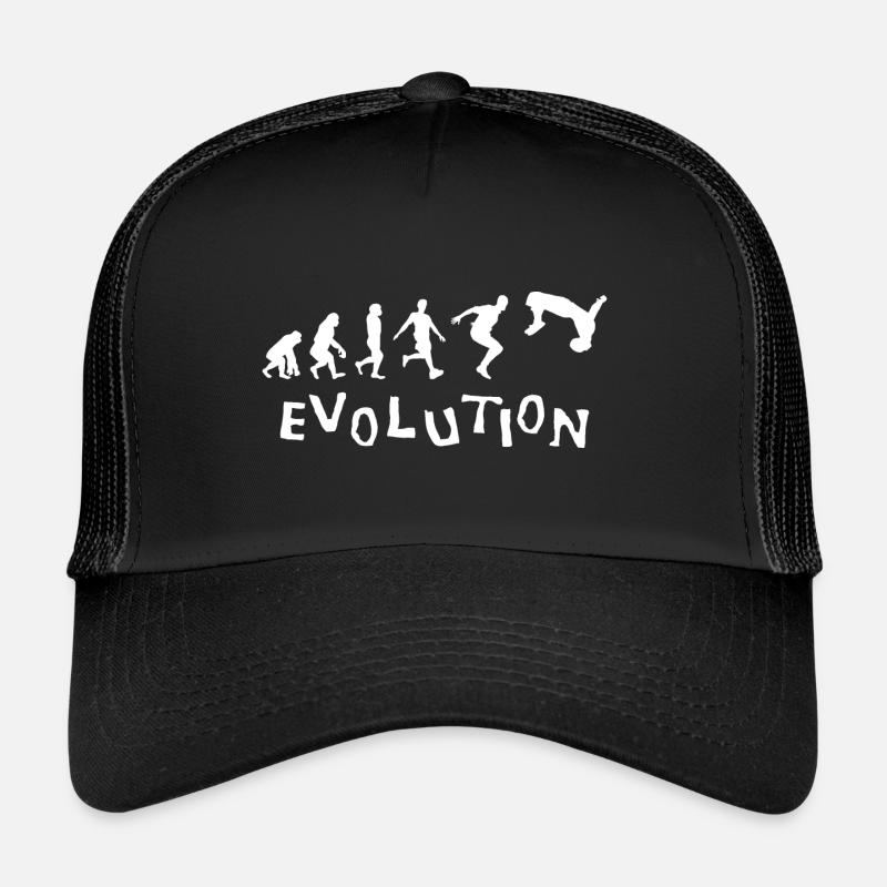 Salto Parkour Freerunning Geschenk Hobby Evolution - Trucker Cap - Schwarz/Schwarz