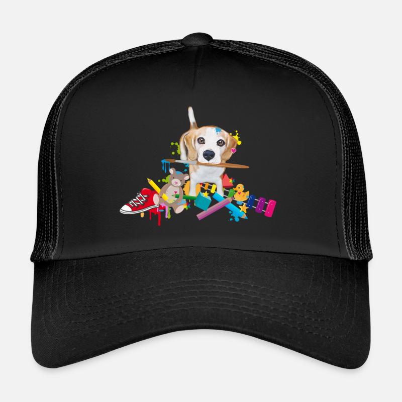 beagle with a brush - Trucker Cap - black/black