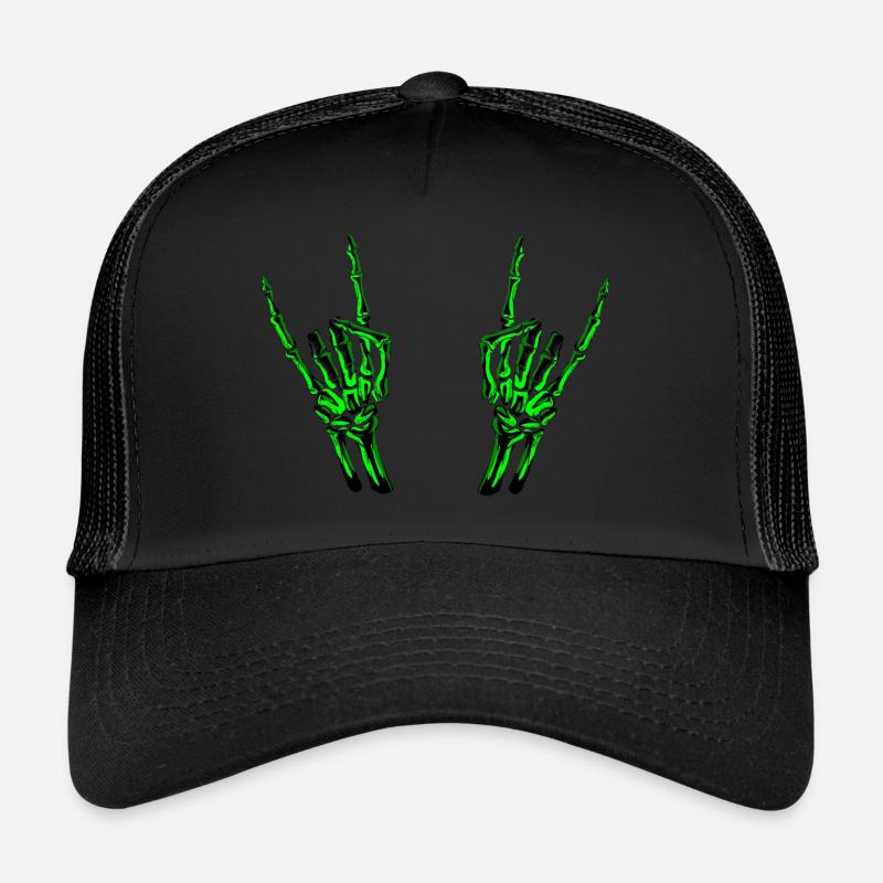 Skeleton Rock Hands Trucker Cap