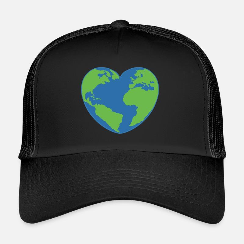 Tag der Erde Herz - Trucker Cap - Schwarz/Schwarz