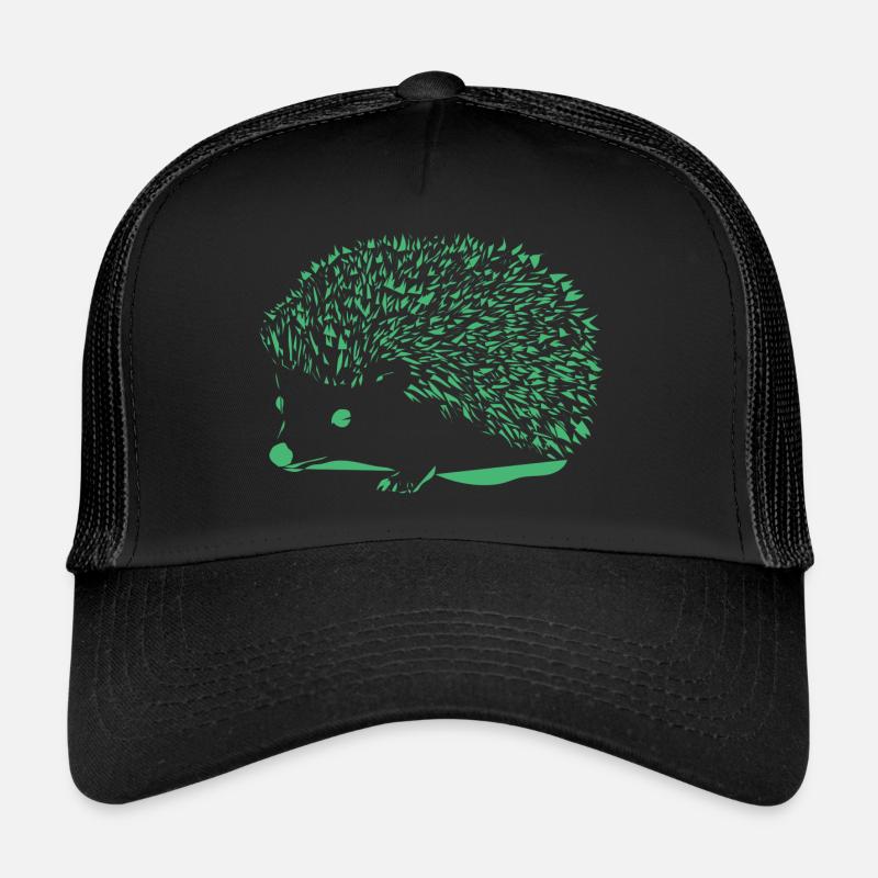 Grüner Igel - Trucker Cap - Schwarz/Schwarz