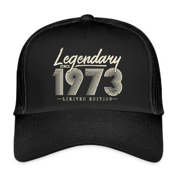 Legendär seit 1973 - Trucker Cap - Schwarz/Schwarz - Vorne