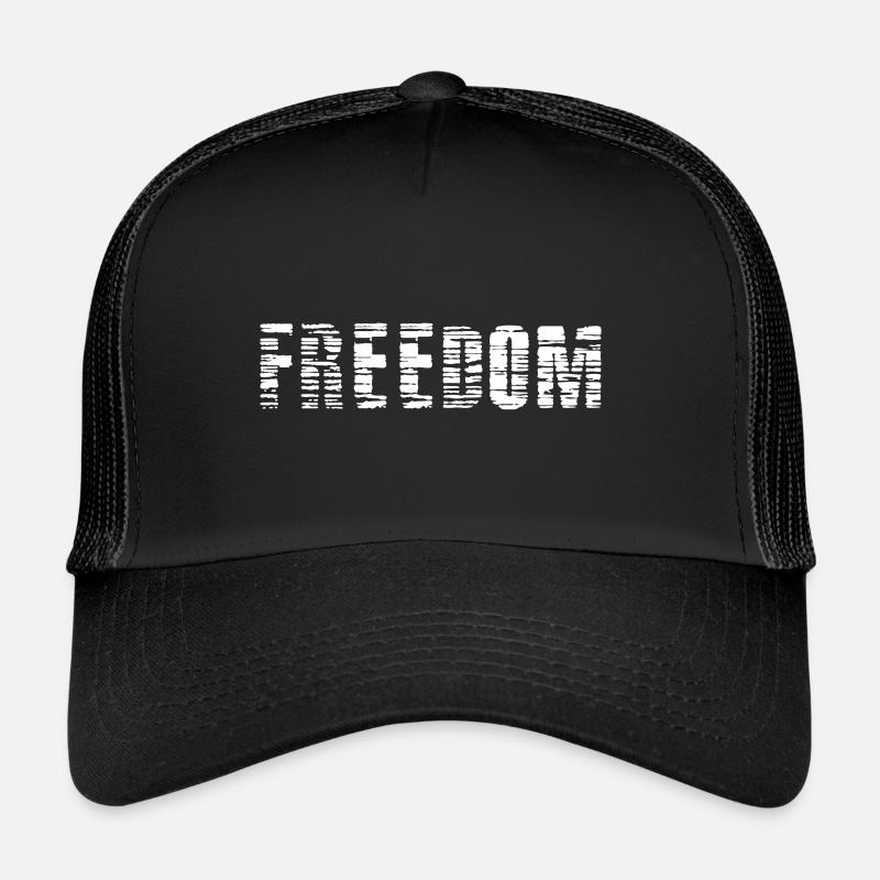 FREEDOM Aufdruck (weiß - Textur) - Trucker Cap - Schwarz/Schwarz