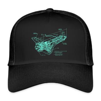 Retro Old School Space Shuttle Illustration - Trucker Cap - black/black - Front