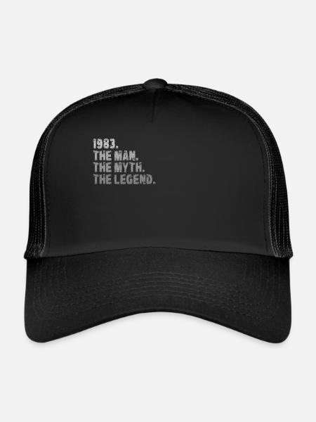 Born 1983 Birthday Man Myth Legend - Trucker Cap - black/black - Front
