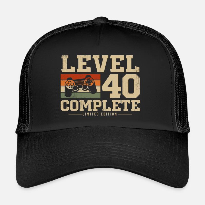 40. Geburtstag Geschenk Level 40 Complete - Trucker Cap - Schwarz/Schwarz
