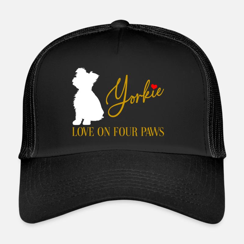 Yorkshire Terrier Yorkie Love on Four Paws Trucker Cap