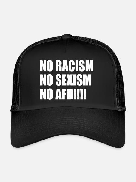 Pas de racisme, pas de sexisme, pas d’AfD - Casquette trucker  - noir/noir - Devant