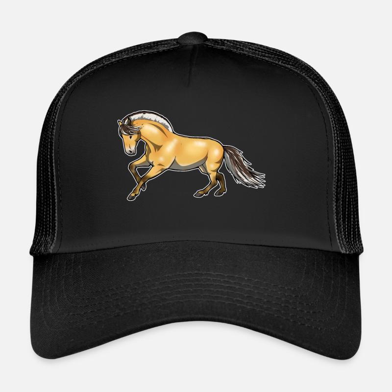 Fjordpferd Norweger Farbe Pony Pferd Geschenk - Trucker Cap - Schwarz/Schwarz