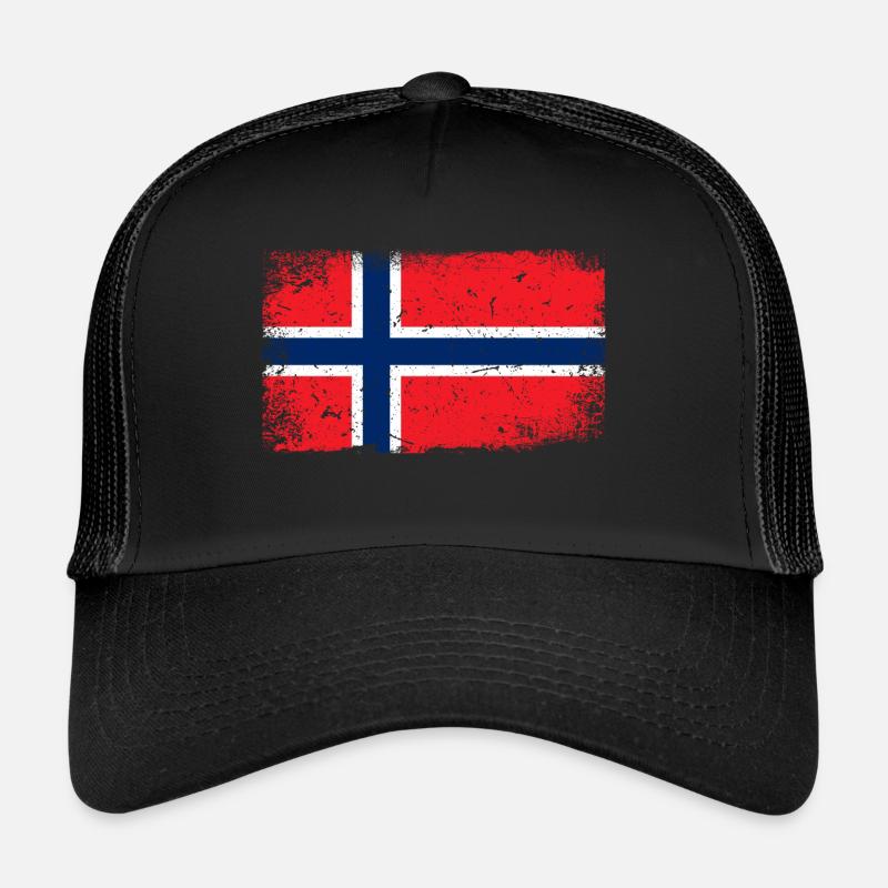 Norwegen Flagge - Trucker Cap - Schwarz/Schwarz