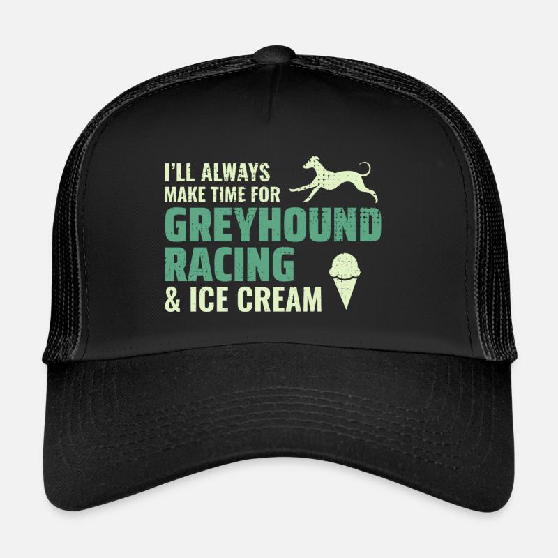 Greyhound Racing Eiscreme Hund Haustier Rennen Tier - Trucker Cap - Schwarz/Schwarz