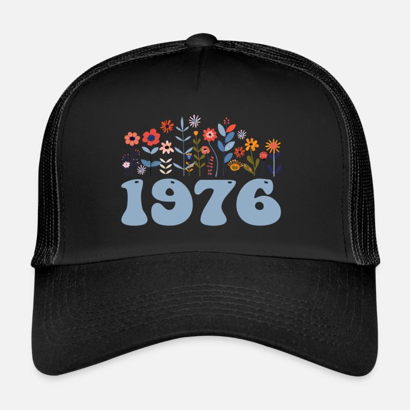 1976 Floral Pattern 1976 Floral Theme Floral 1976 Trucker Cap