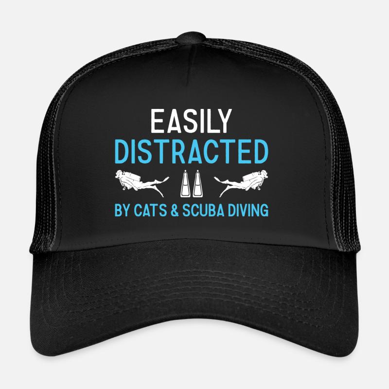 Plongeur distrait par les chats et la plongée sous-marine Casquette trucker 